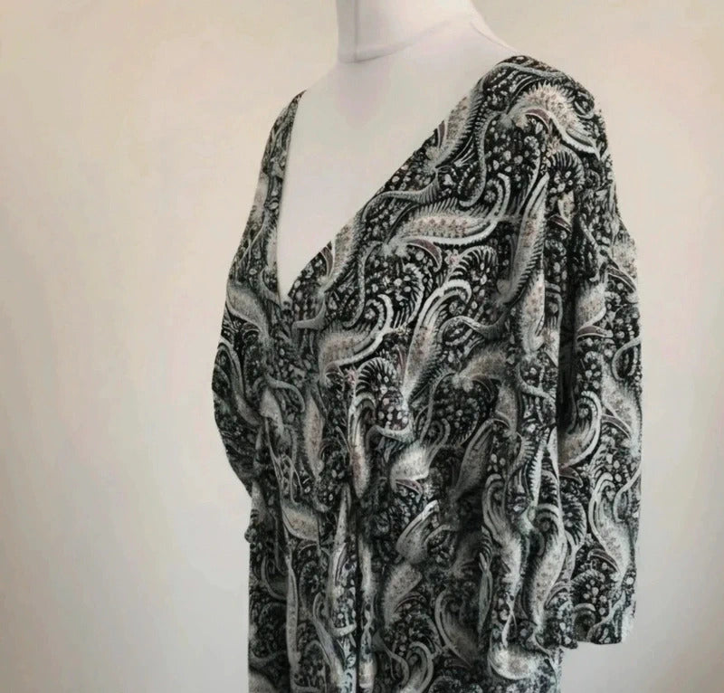 FatFace "Copper & Black" Green Multi Patterned Midi Dress Size 24
