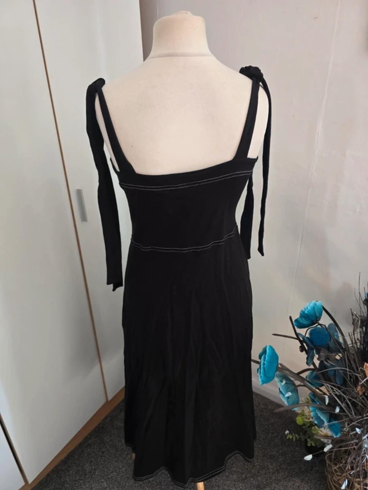ASOS Black Embroidered Cotton Midi Dress NWT Size 12