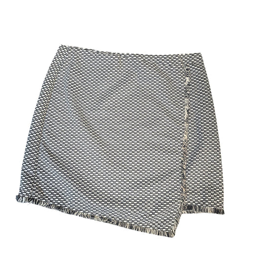 Primark Black & White Checked Mini Skirt Frayed Hem Size 16