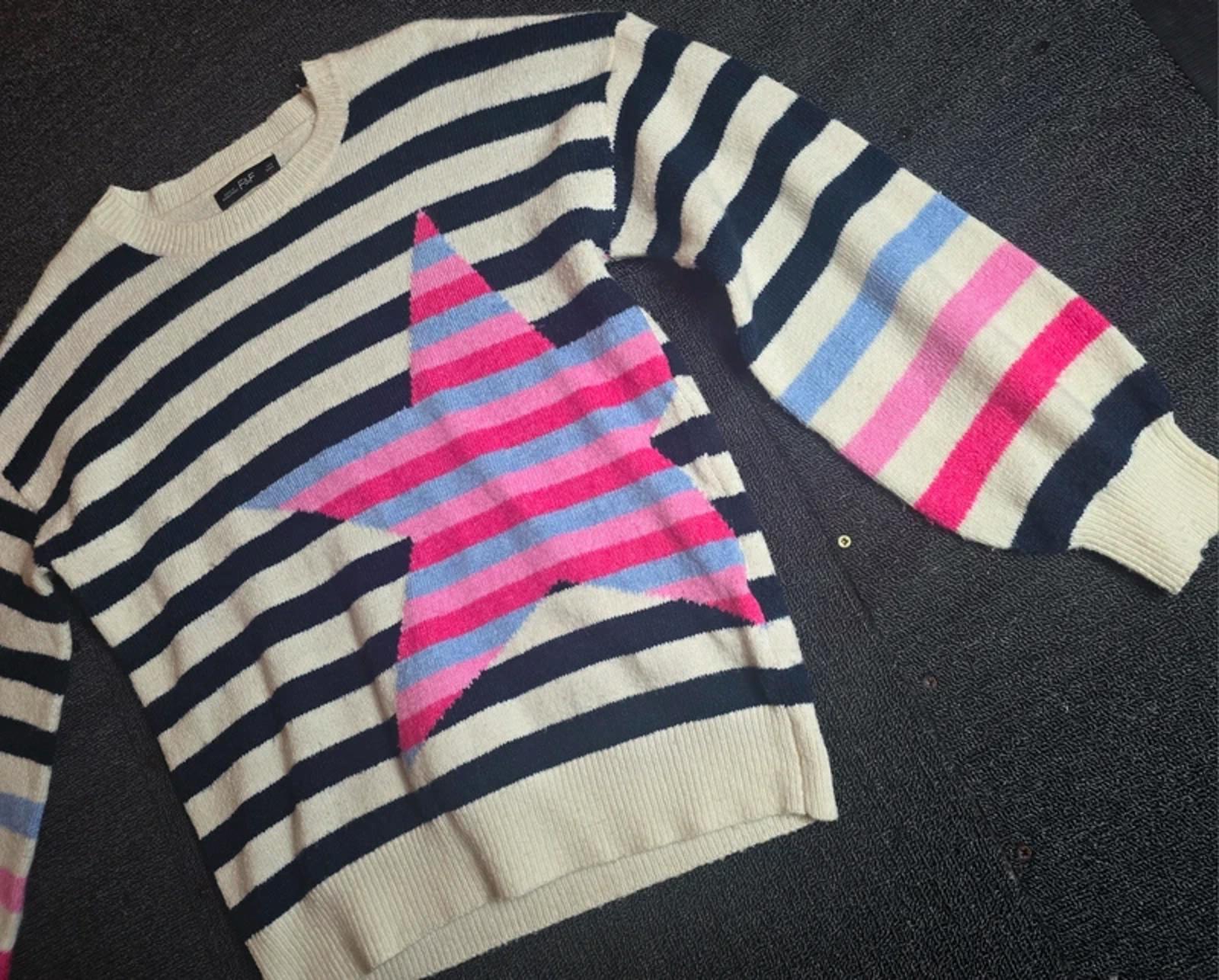 F&F Jumper Navy & Cream Size 8–10 Star Stripe Knit