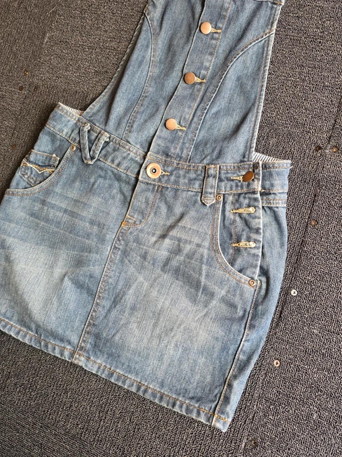 Next Pinafore Dress Denim Blue Size 8 Fits 6/8 Mini Y2k Causal