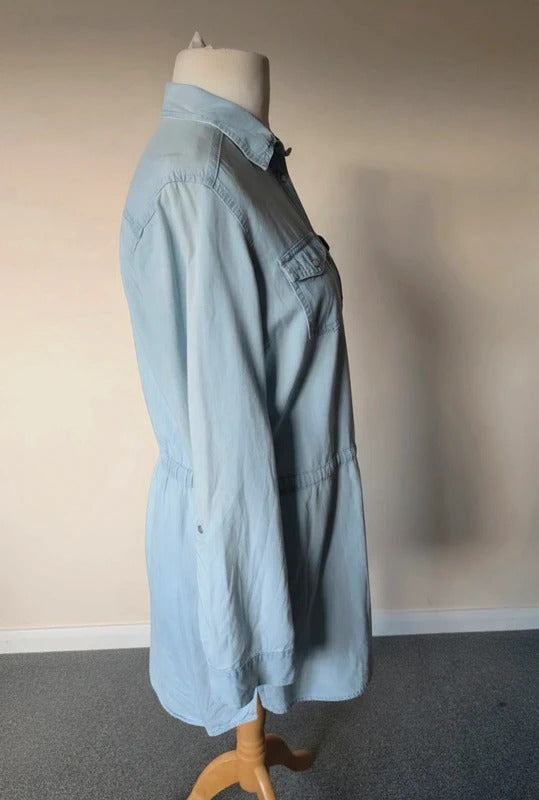 Indigo Marks & Spencer Light Blue Denim Shirt Dress – Size 12