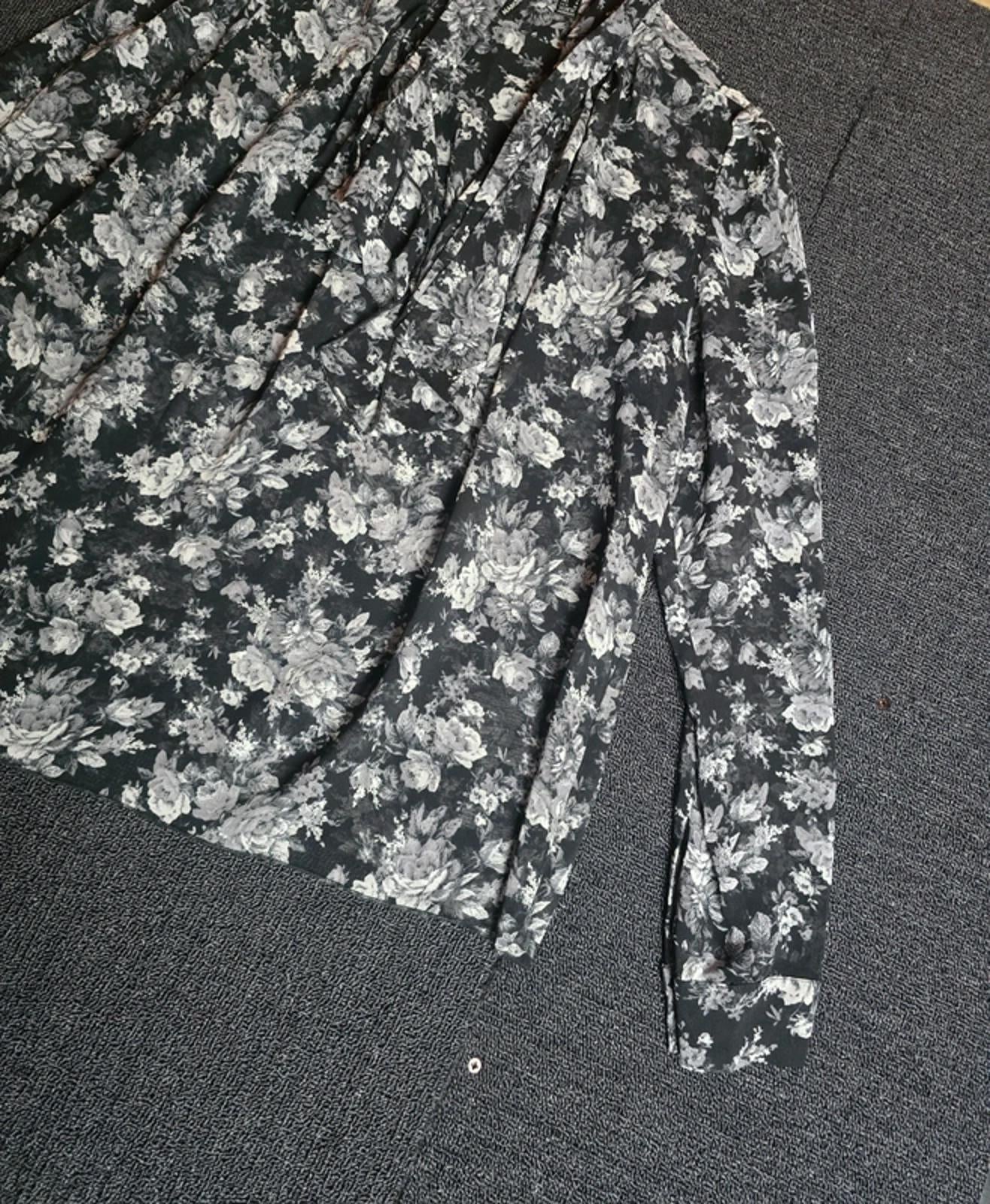 Mango Blouse Black & White Size 10/12 Med Sheer Work