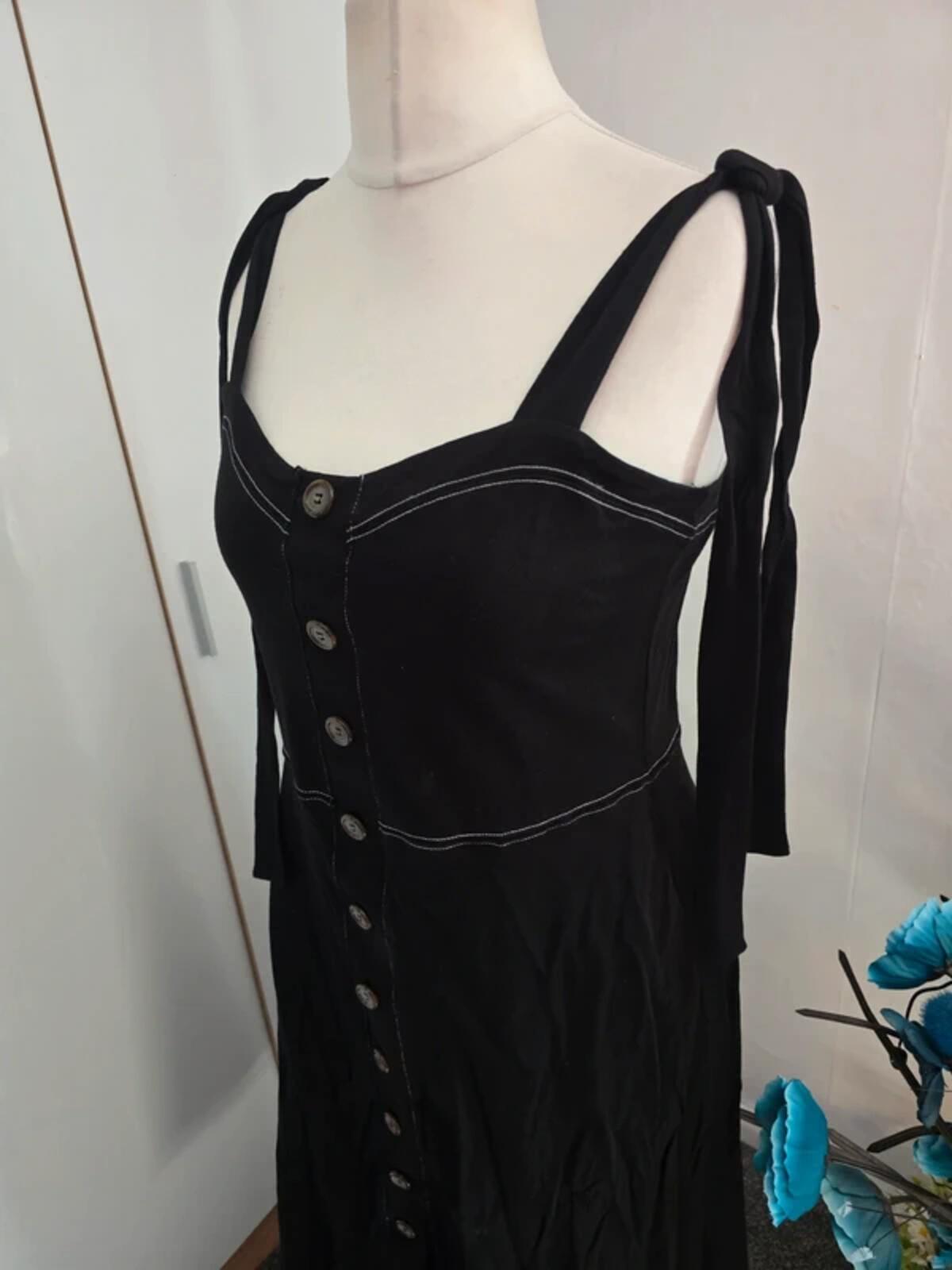 ASOS Black Embroidered Cotton Midi Dress NWT Size 12