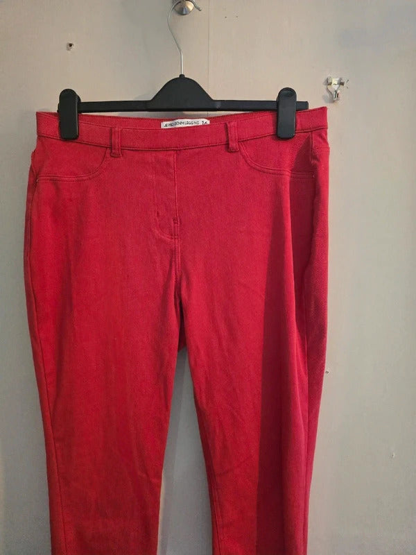 Next Vibrant Red High Waisted Cropped Stretchy Jeggings Size 16