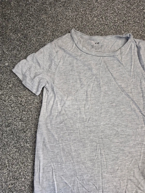 H&M Boys Light Grey Marl Plain Short Sleeve T-Shirt Age 6-8 Years