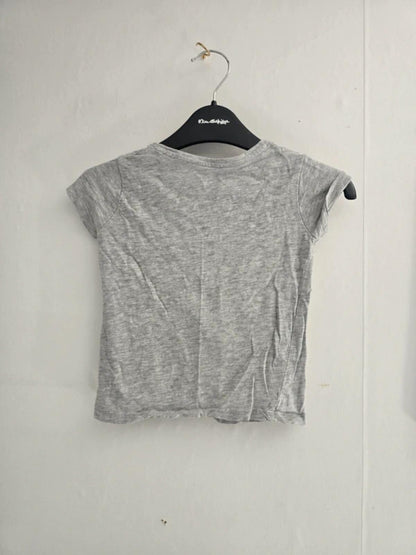 Primark Girls Grey Marl Lace Pocket T-Shirt 2-3 Years