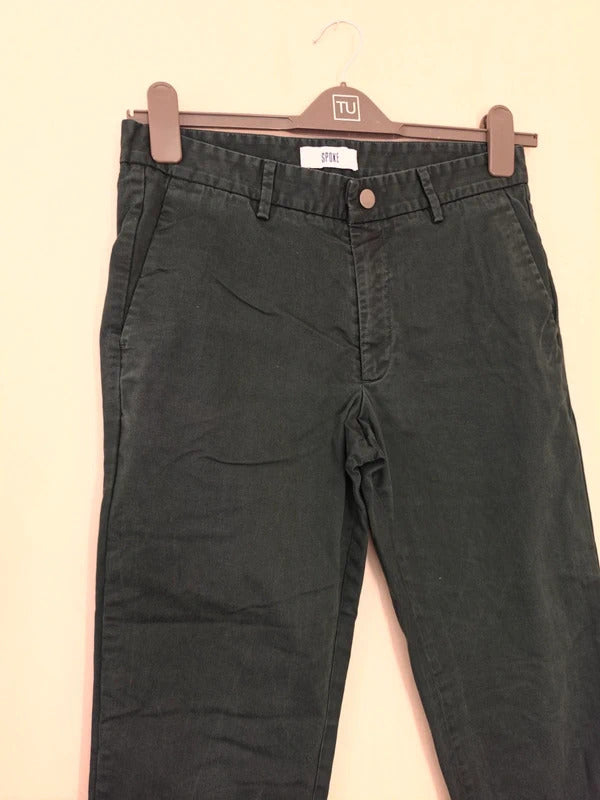 Spoke Men's Bottle Green Slim Fit Chino Trousers – W30 L28
