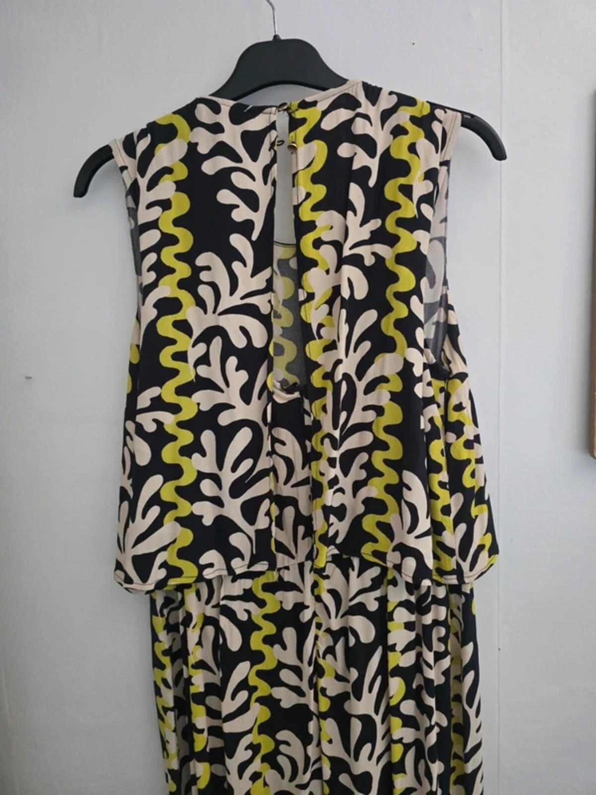 Phase Eight Green, Cream & Black Patterned Sleeveless Jumpsuit Size 14