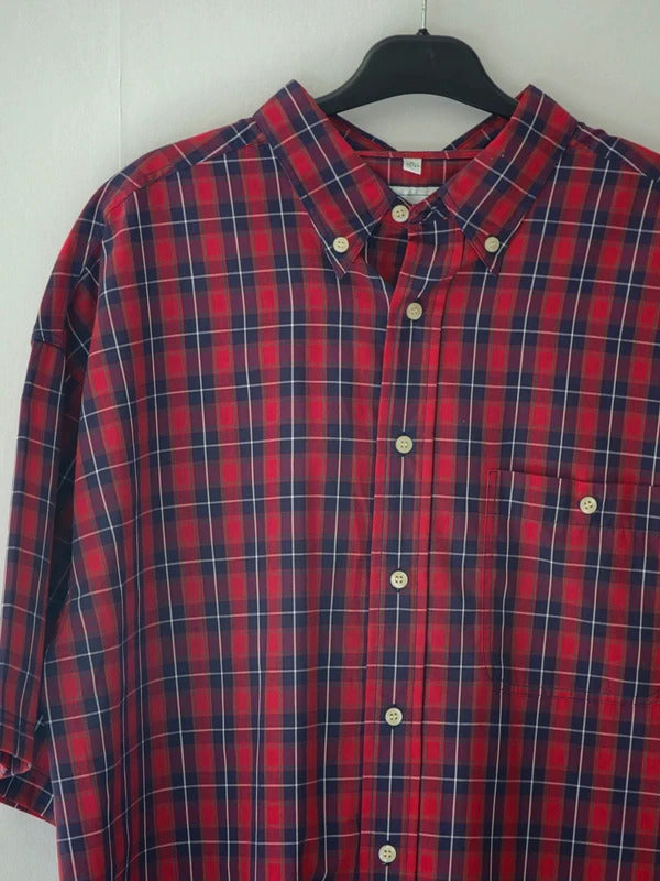 Men's C&A Canada Red Navy Checked Short Sleeve Shirt Size XL