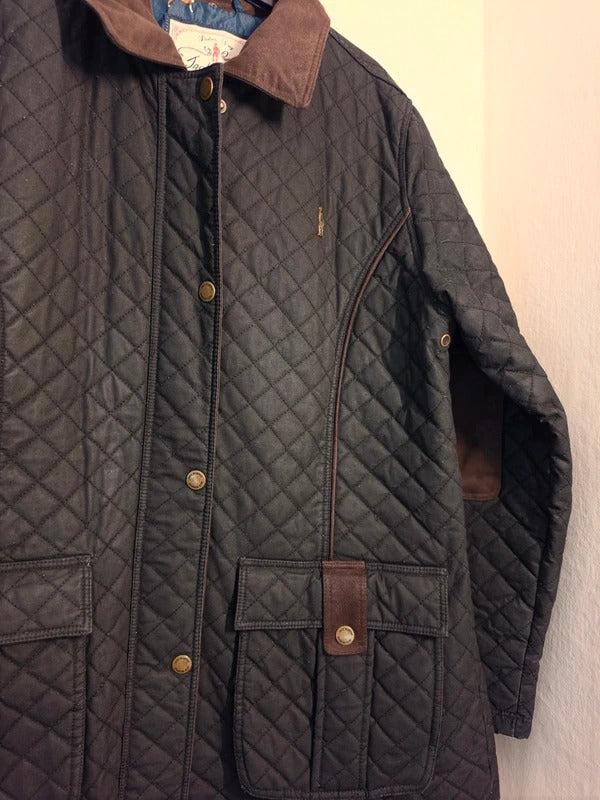 Jack Murphy Women's Black Waxed Cotton Quilted Country Jacket – Size 18