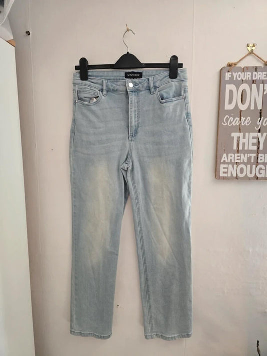 Sosandar Ladies Light Blue Straight Leg Jeans Size 12 Short