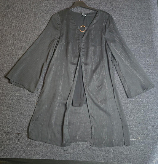 Julien Macdonald Sheer Overlay Dress Black Size 8 V-Neck Causal