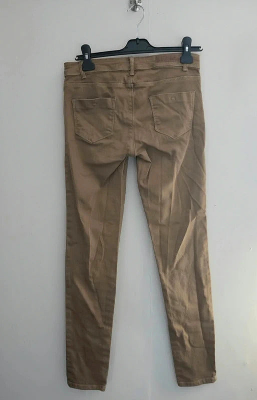 Zara Beige Skinny Jeans Size 10 EU 38 Low Rise Casual Trousers