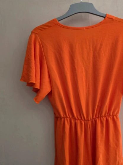 Tendance Bright Orange Belted Ruffle Playsuit One Size (Fits Size 14) NWT