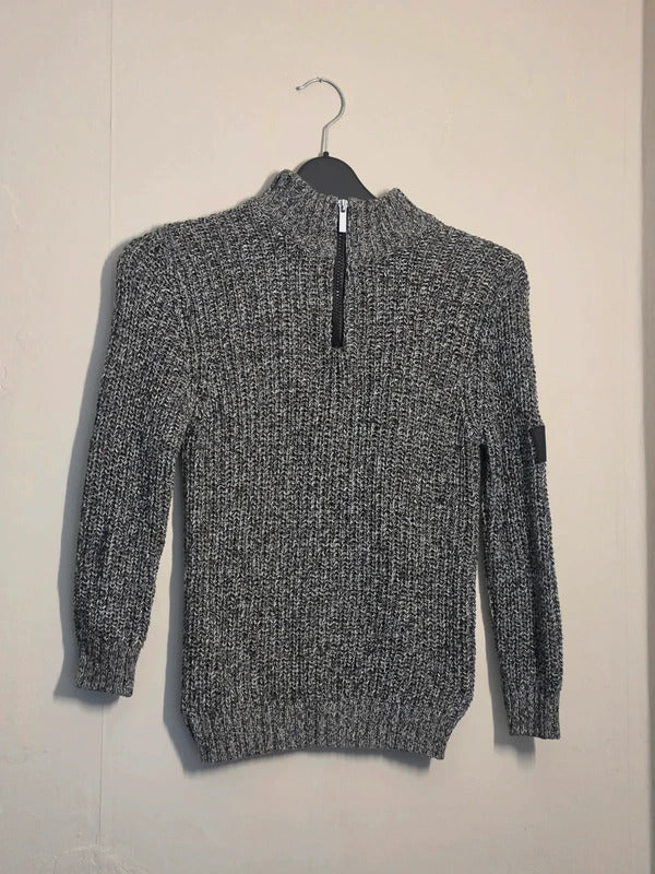 Matalan Boys Grey Chunky Knit Quarter Zip Jumper Age 8 Years