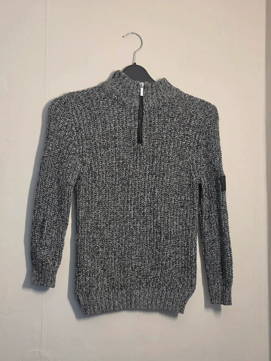 Matalan Boys Grey Chunky Knit Quarter Zip Jumper Age 8 Years