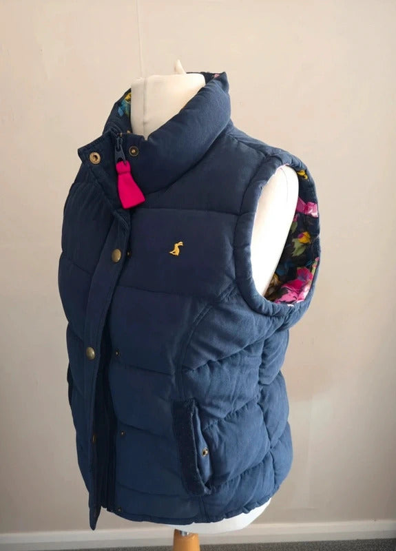 Joules Navy Padded Gilet with Floral Lining Size 14