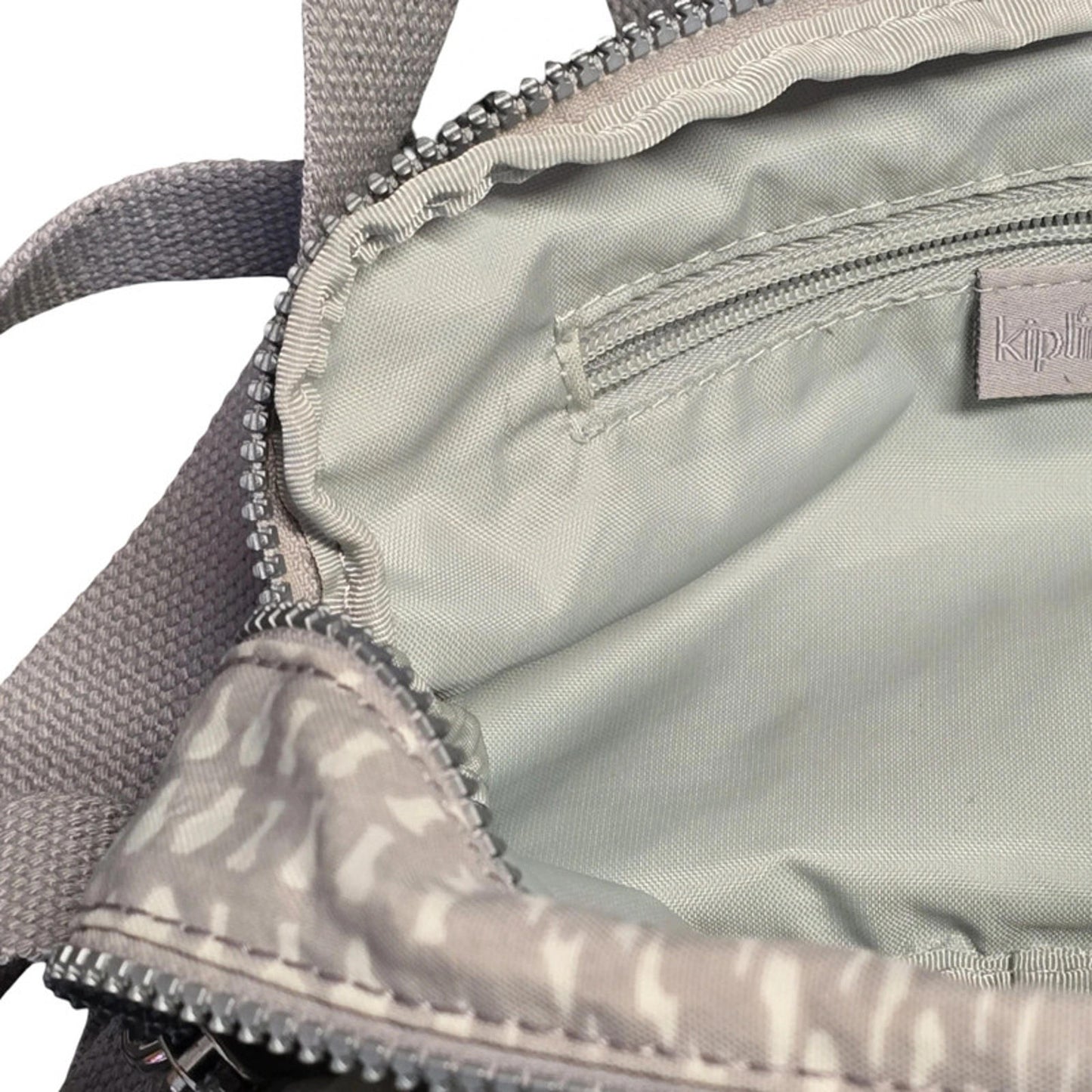 Kipling Crossbody Bag Grey & White Pattern Zip Pockets Adjustable Strap