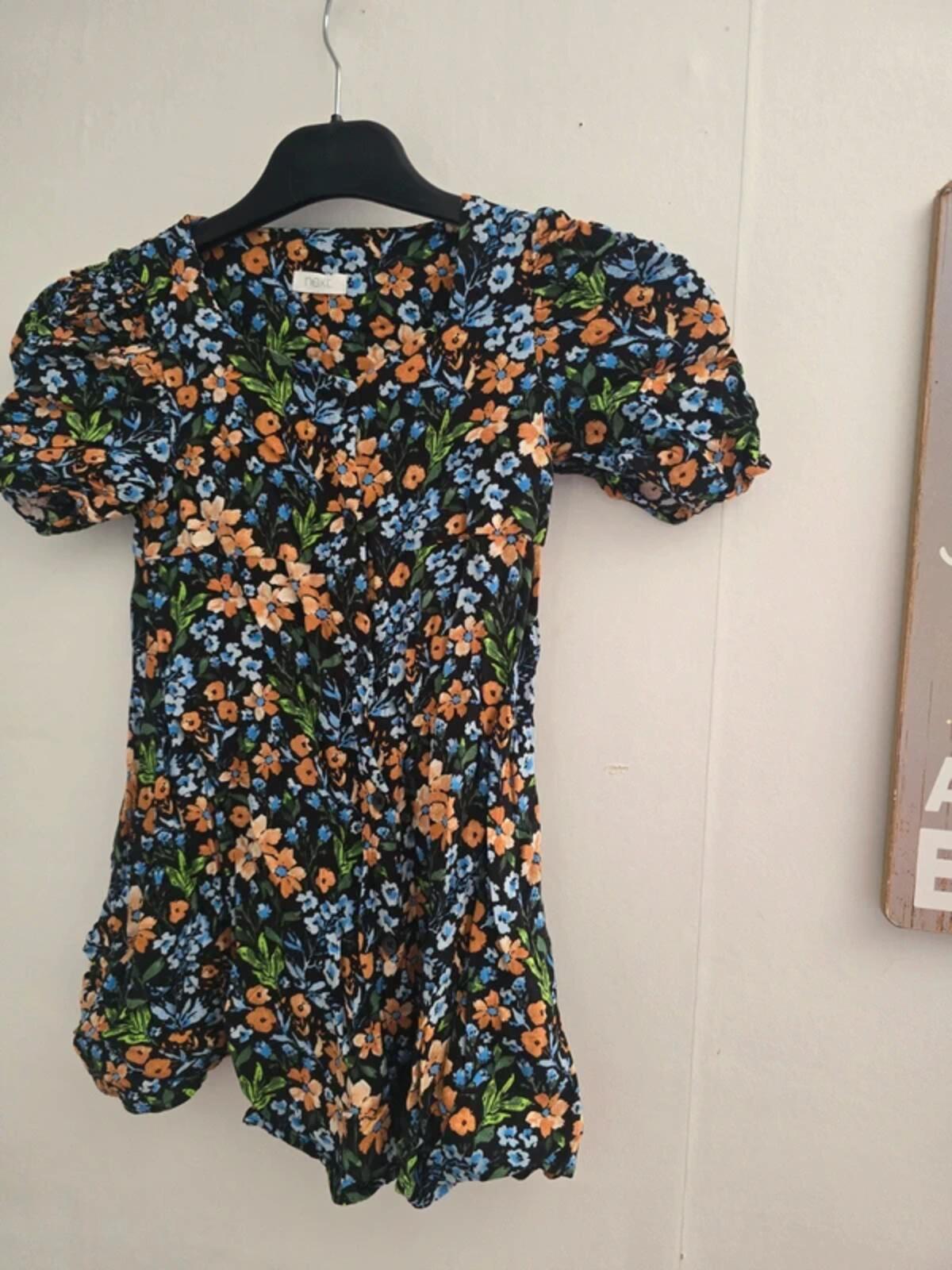Next Girls Multicoloured Floral Button-Front Flared Summer Dress Age 5 Years