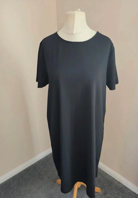 Shein Curve Black Scalloped A-Line Knee-Length Dress 1XL (Size 18)