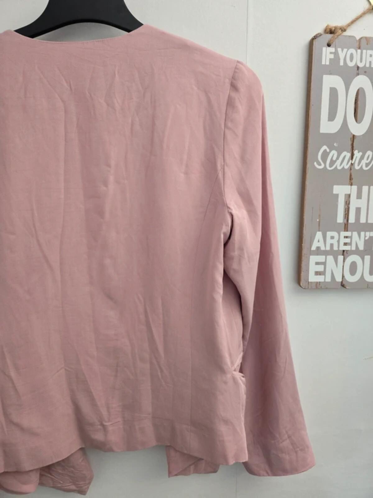 New Look Dusty Pink Draped Open Front Blazer - Size 14