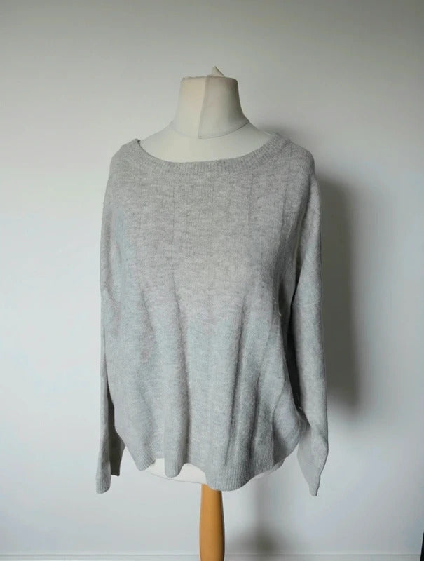 Marks & Spencer Grey Knitted Long Sleeve Relaxed Jumper Size 18