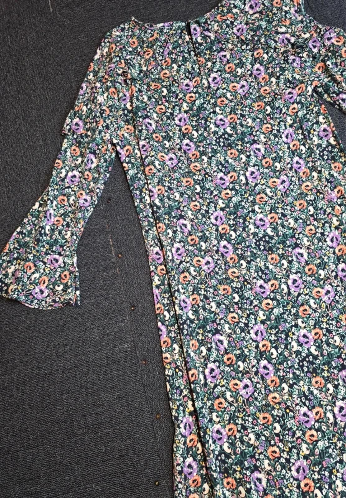 Monsoon Floral Dress Multicolour Size 12 Frill Detail Knee Length