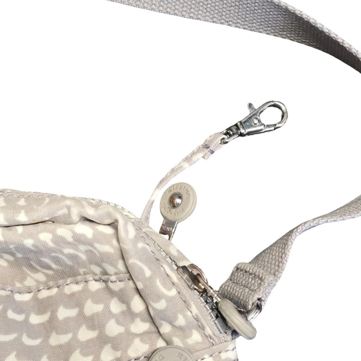 Kipling Crossbody Bag Grey & White Pattern Zip Pockets Adjustable Strap