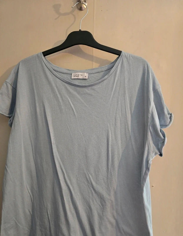 Matalan Light Blue Short Sleeved Relaxed Fit Cotton T-Shirt M Size 12-14