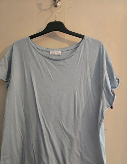 Matalan Light Blue Short Sleeved Relaxed Fit Cotton T-Shirt M Size 12-14