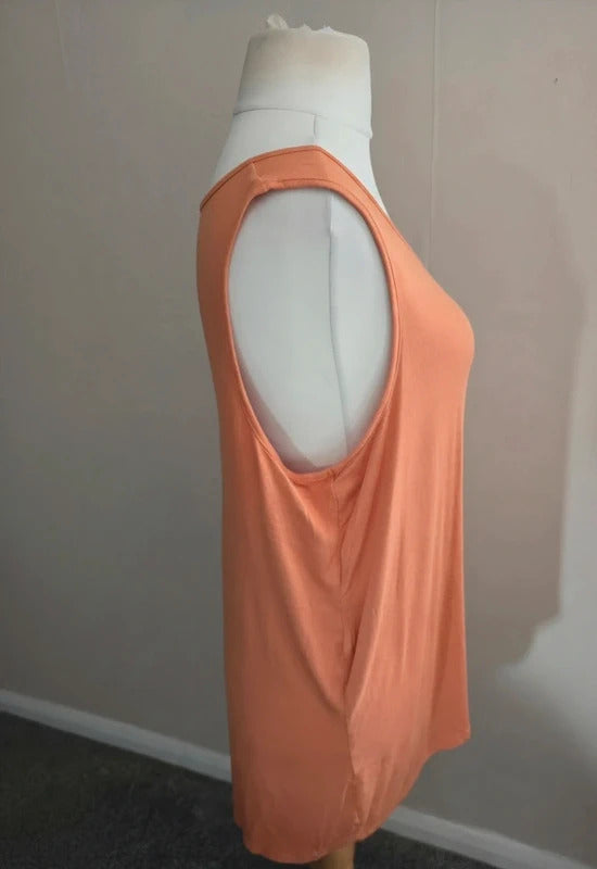 Primark Coral Open Back High Low Sleeveless Vest Top Size 18-20