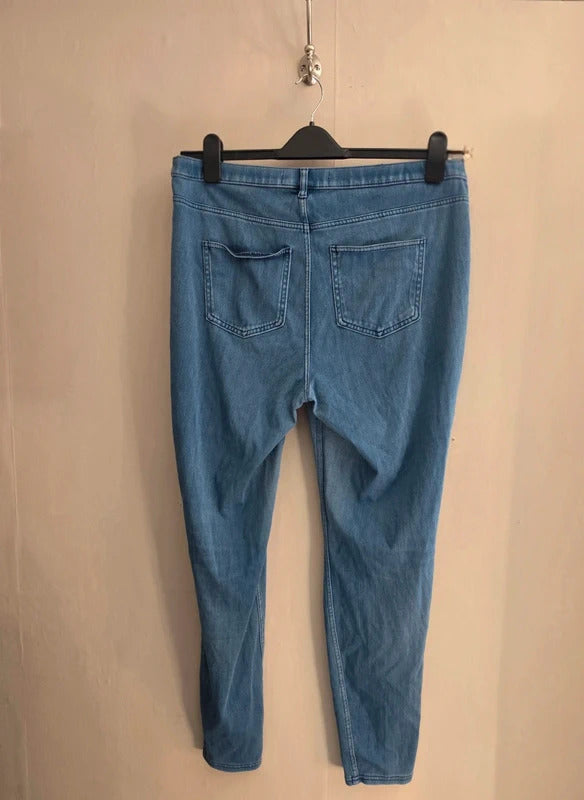 Light Blue High-Waisted Skinny Leg Stretchy Jeggings Size 18 Long