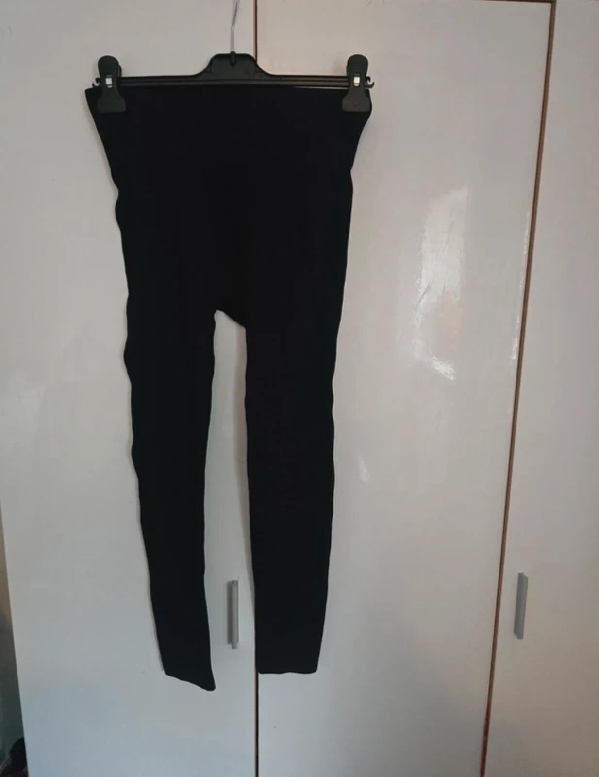 Unbranded Black Ribbed High-Waisted Cropped Bodycon Leggings L Size 10-12