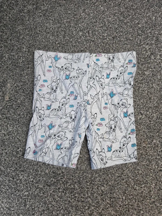 Primark Disney Girls Grey Marl Bambi & Butterfly Print Cycling Shorts Age 5-6 Years