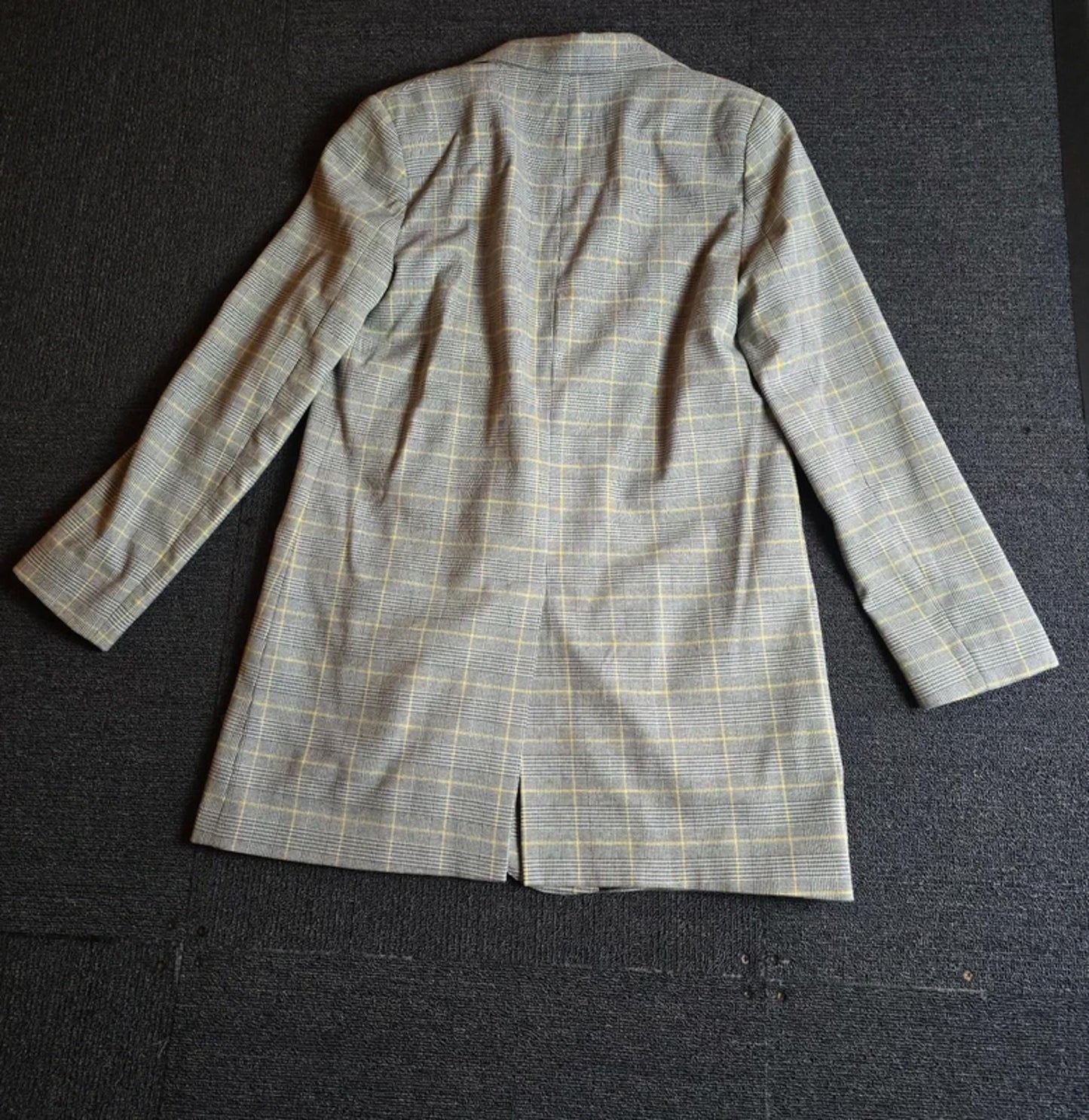 M&S Grey & Yellow Check Oversized Blazer Size 10 – Smart Layering Piece