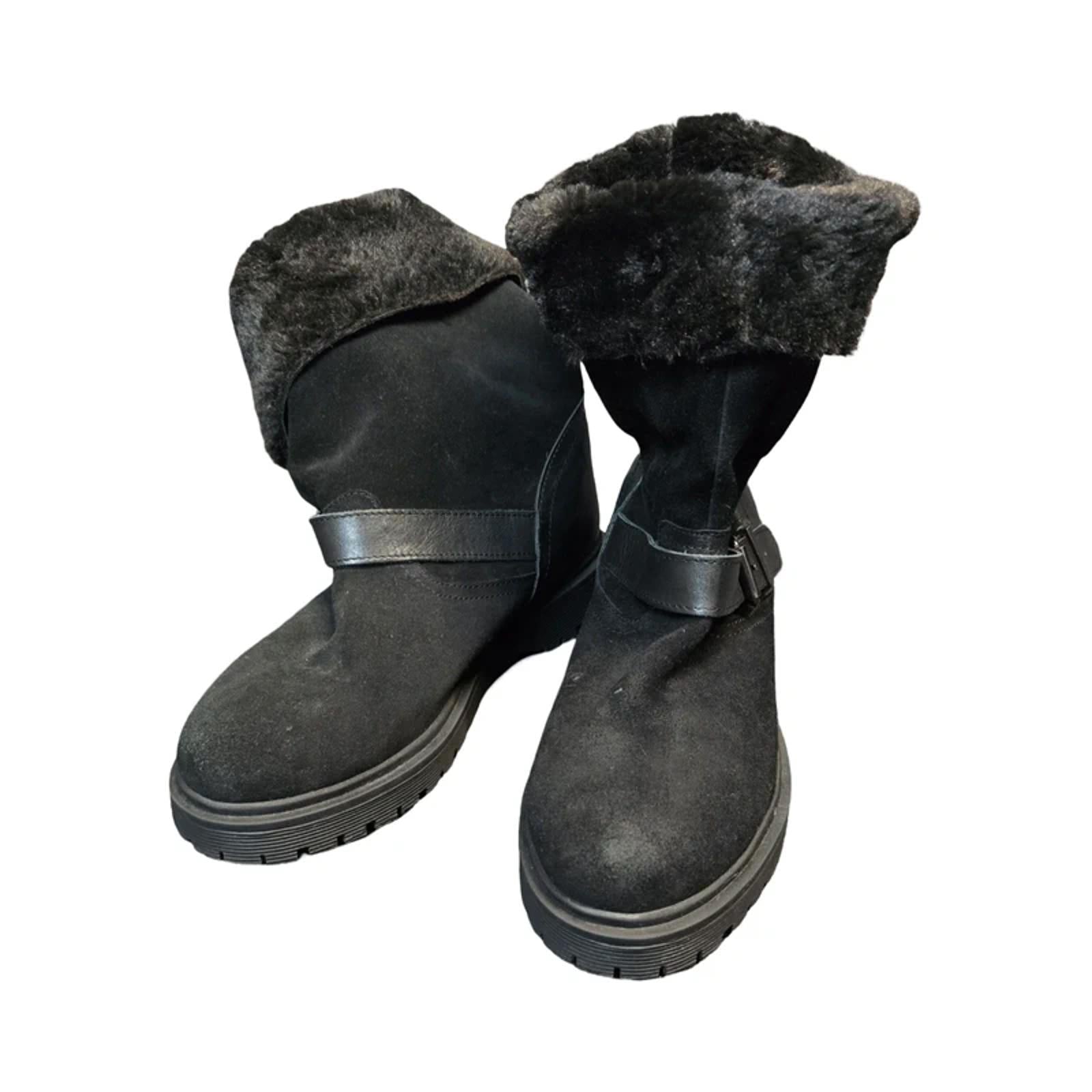 Next Ankle Boots Black Size 7 Faux Fur Lined Winter Comfort