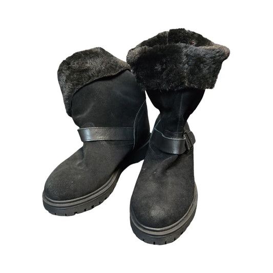 Next Ankle Boots Black Size 7 Faux Fur Lined Winter Comfort