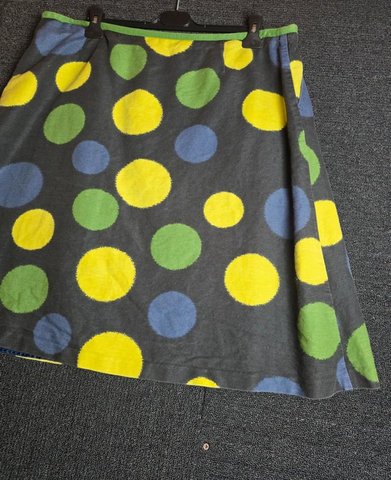 Laura Ashley Polka Dot A-Line Skirt Grey Yellow Green Blue Size 20