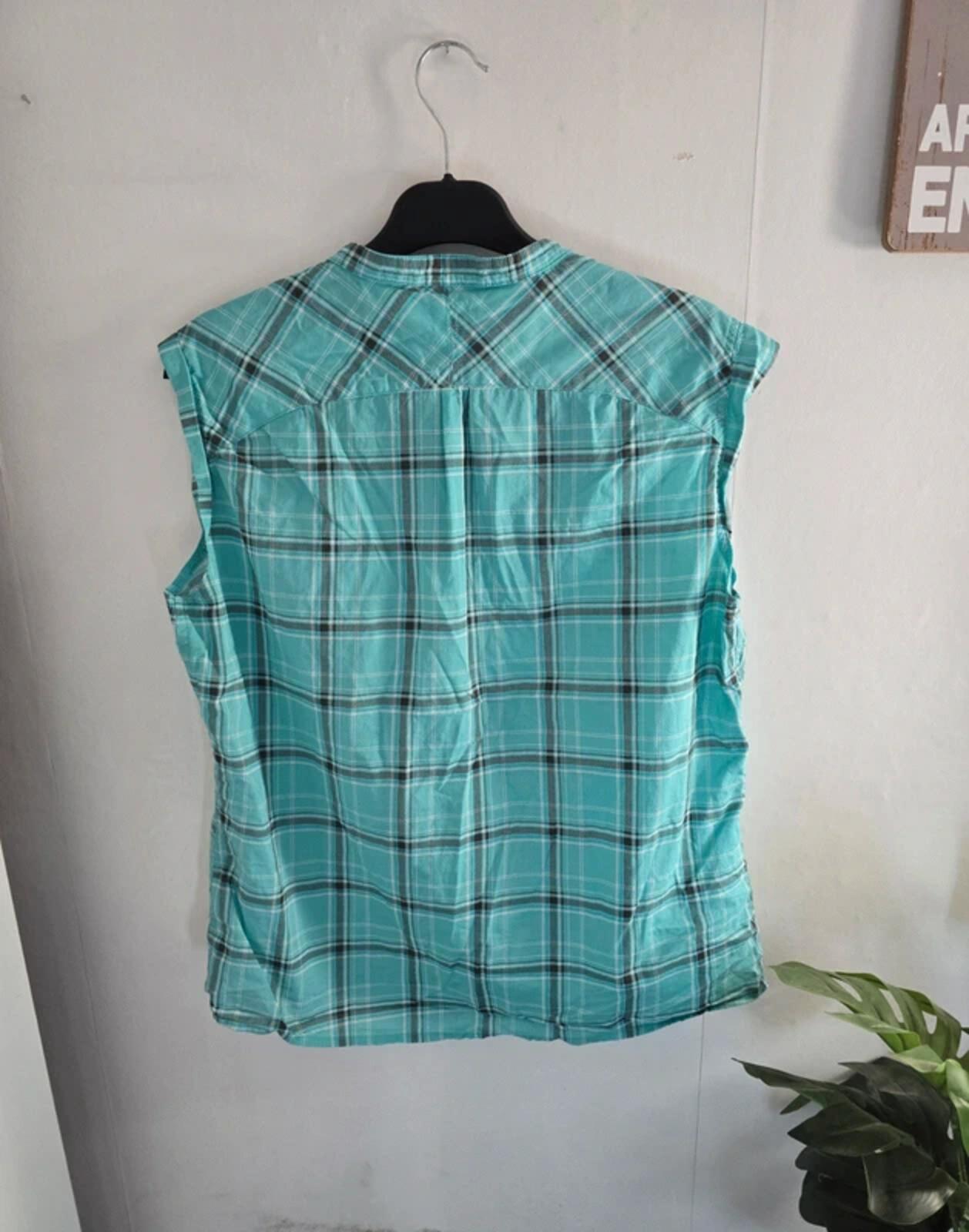Decathlon Mint Green Checked Sleeveless Blouse Size 16