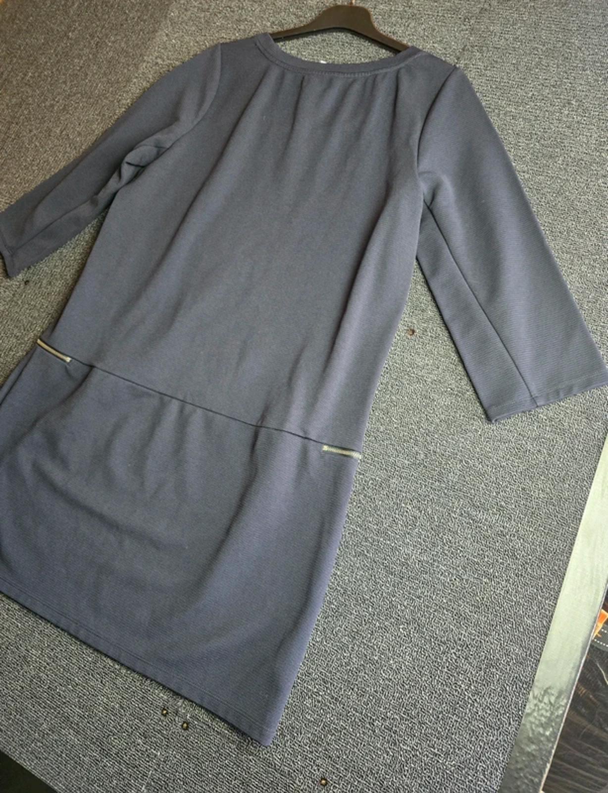 Next Navy Ribbed Dress Size 12 Knee Length Zip Pocket Smart Casual