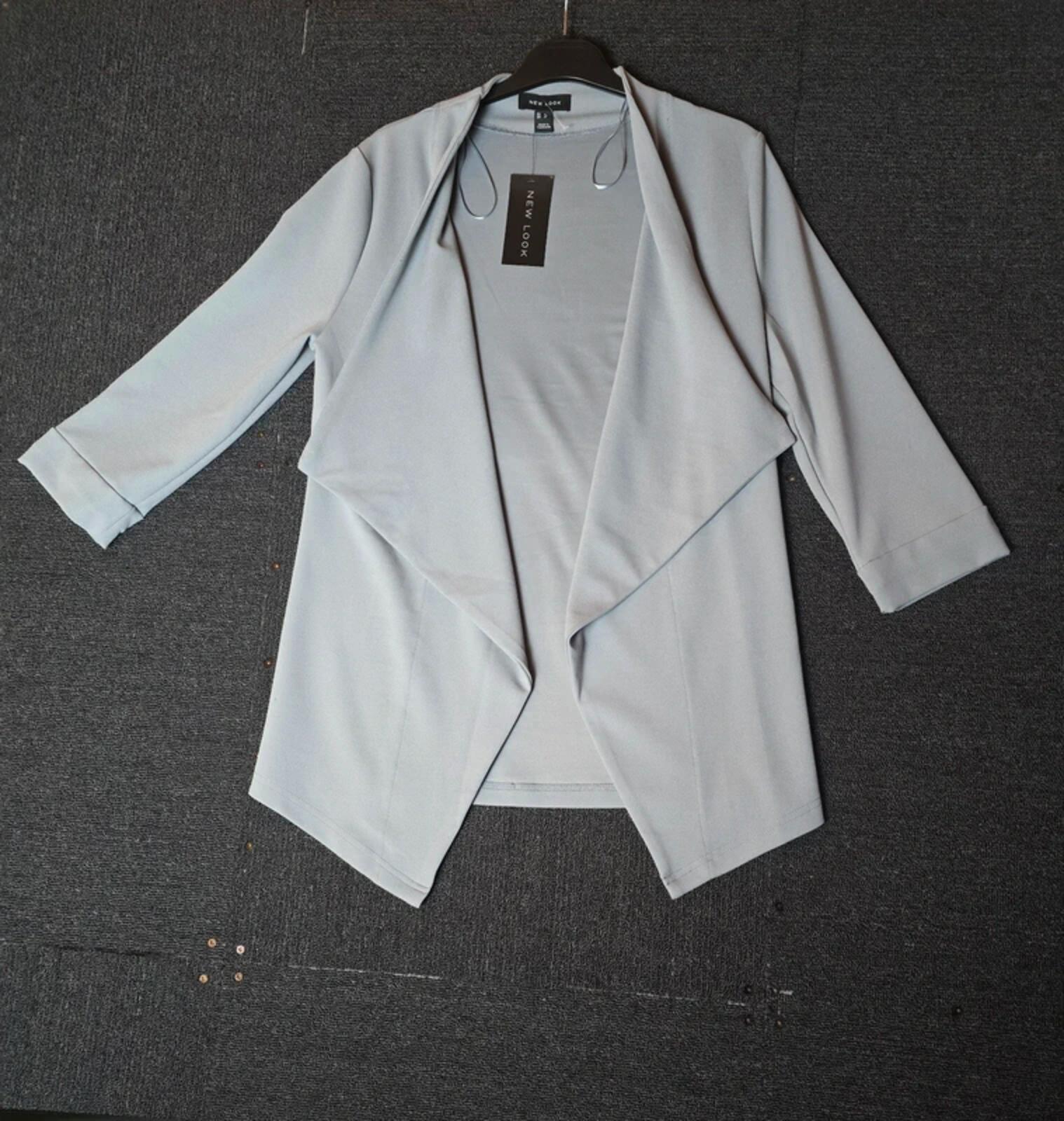 New Look pale blue blazer waterfall open front size 8 NWT