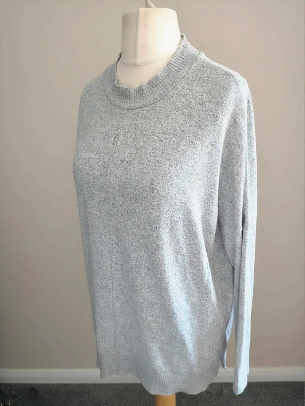 Next Soft Grey Marl Relaxed Fit Long-Sleeved Jumper  M  Size 12-14