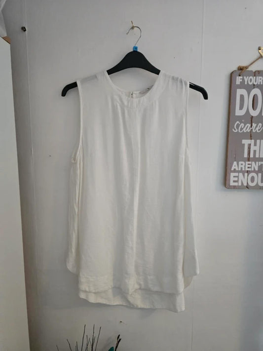 Tu Ladies White Longline Sleeveless Vest Top Size 16