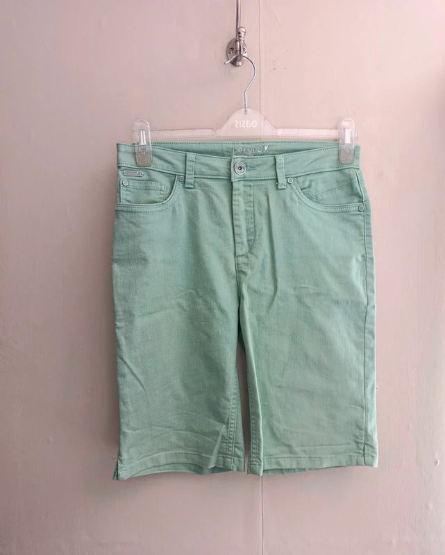 Marks & Spencer Per Una Mint Green Denim Shorts Size 10