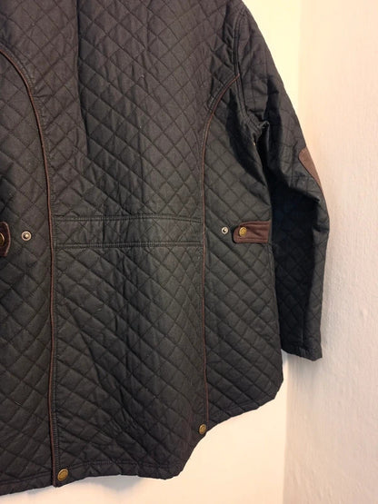 Jack Murphy Women's Black Waxed Cotton Quilted Country Jacket – Size 18