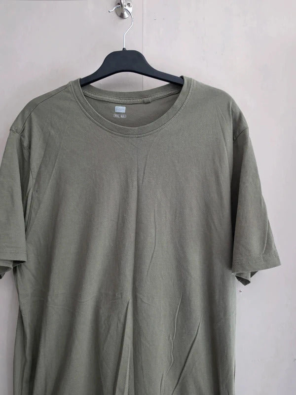 F&F Men's Khaki Green Short-Sleeved Cotton T-Shirt Size XL