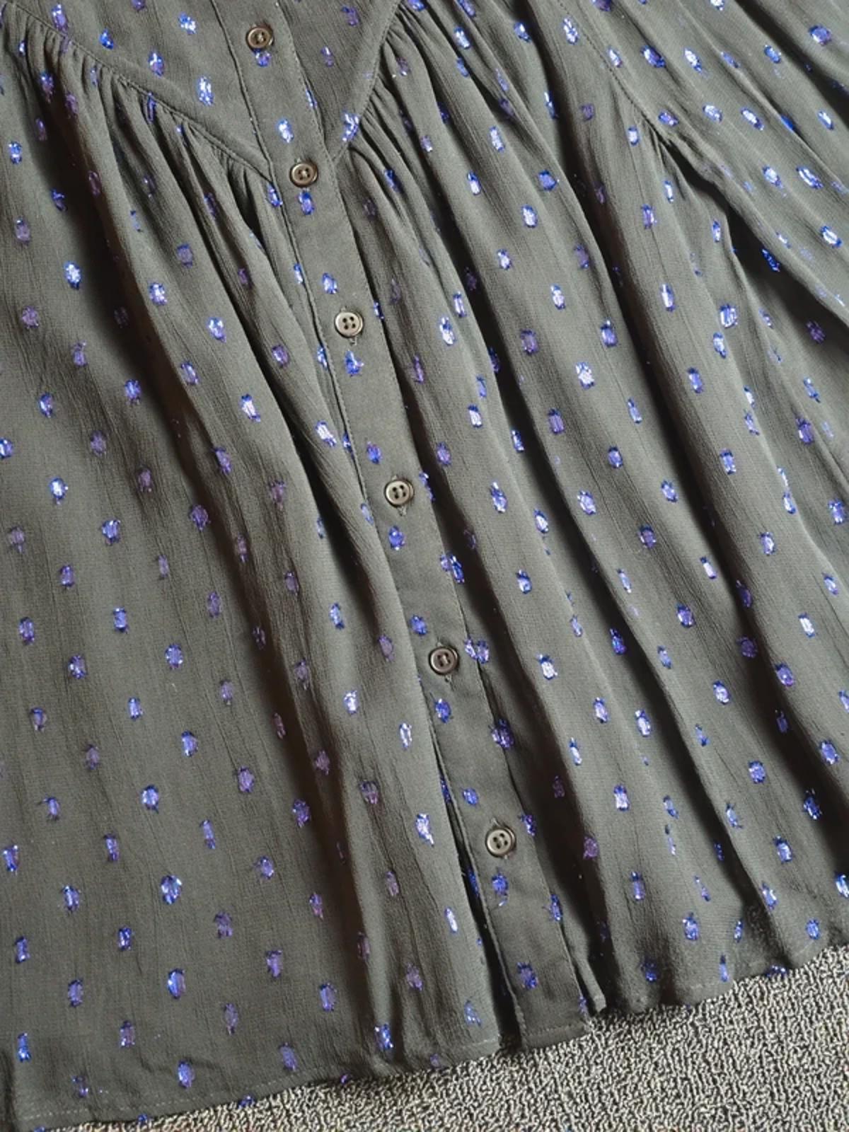 Whistles Sheer Glitter Polka Dot Blouse Black Size 8 Evening Smart