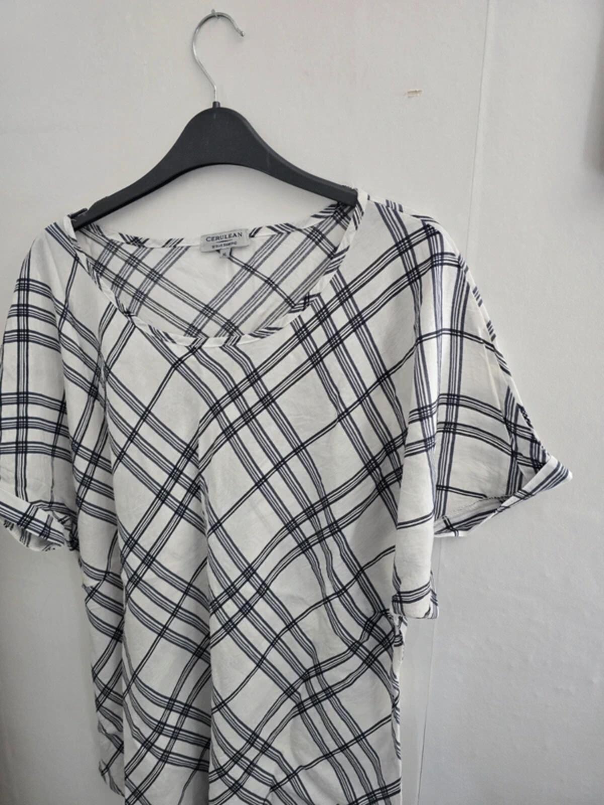 Cerulean & Navy Checked Relaxed Blouse Size XL (16-18)