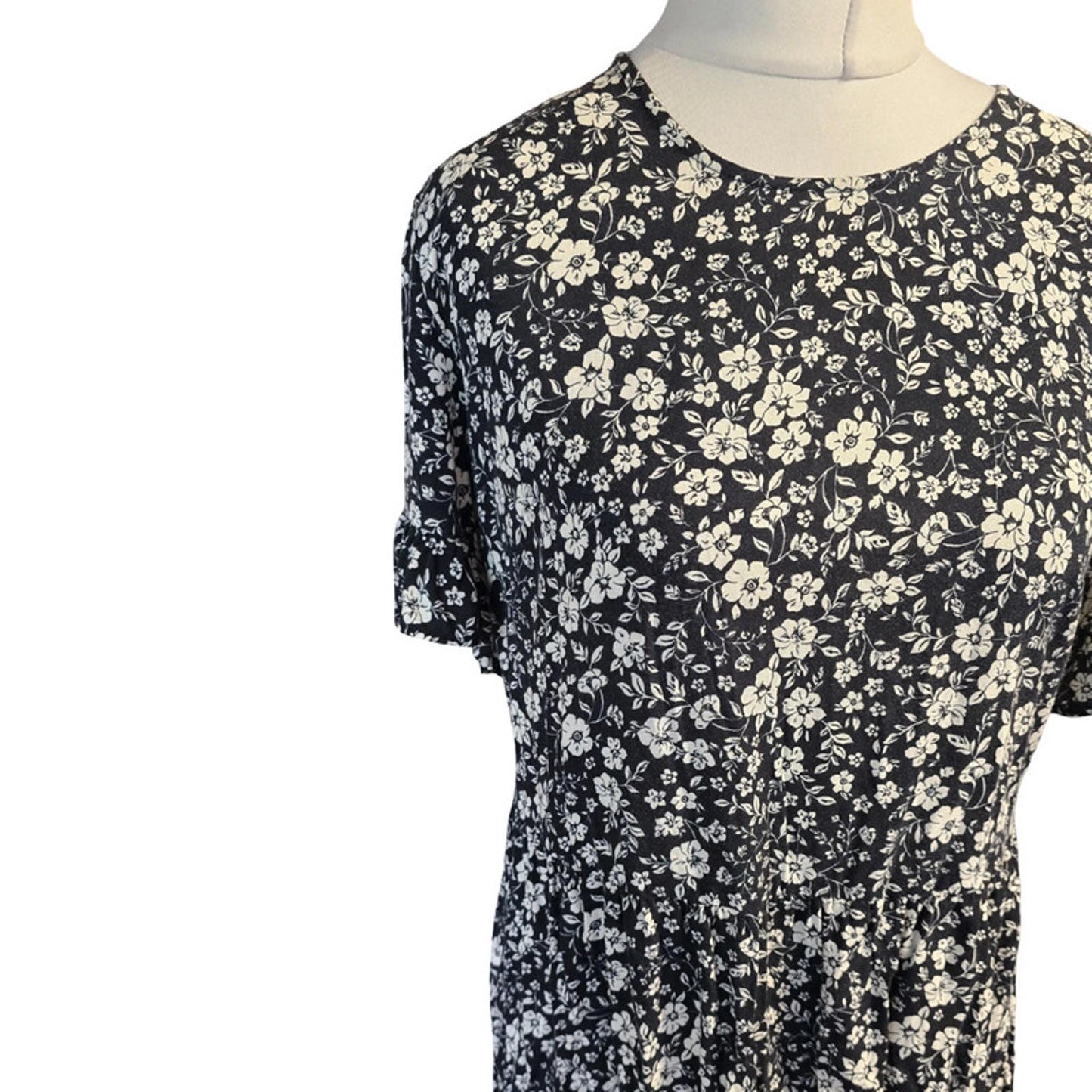 Next Dress Black White Floral Size 12 Midi Casual Spring